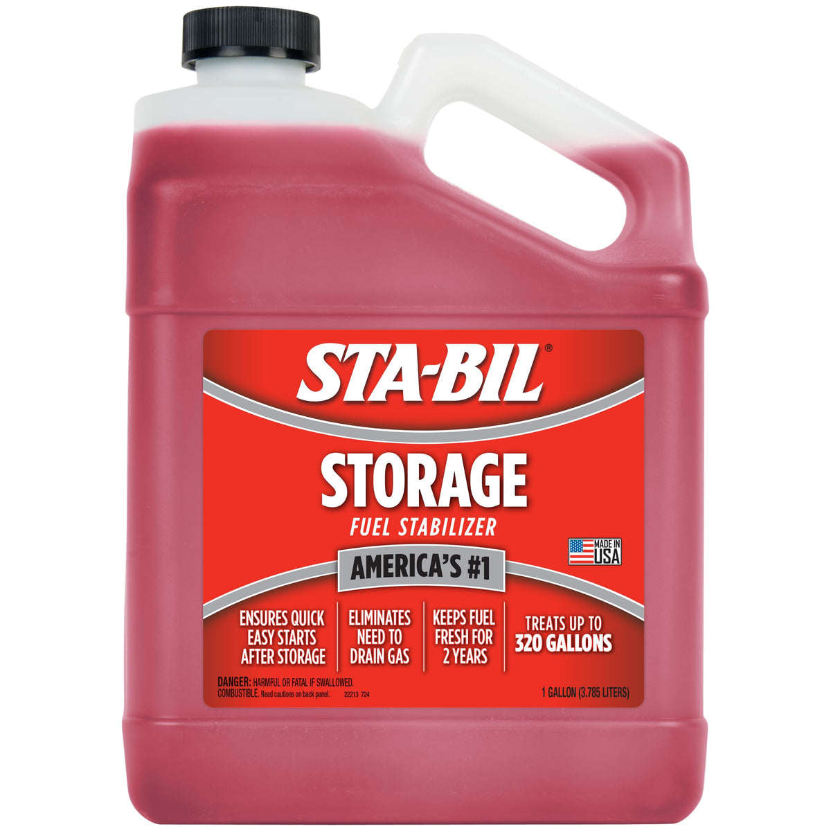 STA-BIL storage front label showing product and benefits for long-term fuel preservation