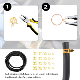 Stacool hoses with diameter labels displayed to show included 3/16 to 1/2 inch sizes for compatibility