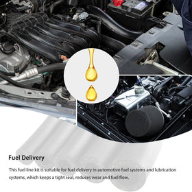 Mechanic installing Stacool fuel hose under a car hood illustrating straightforward routing and fit