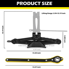 Stacool scissor jack folded compact for easy trunk storage and portability