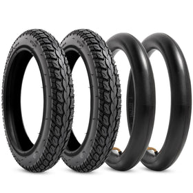 StaiBC front view of two 14x2.125 tires and tubes, durable replacement