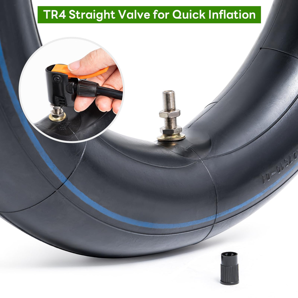 StaiBC tube mounted on a mini dirt bike rear wheel demonstrating proper fit