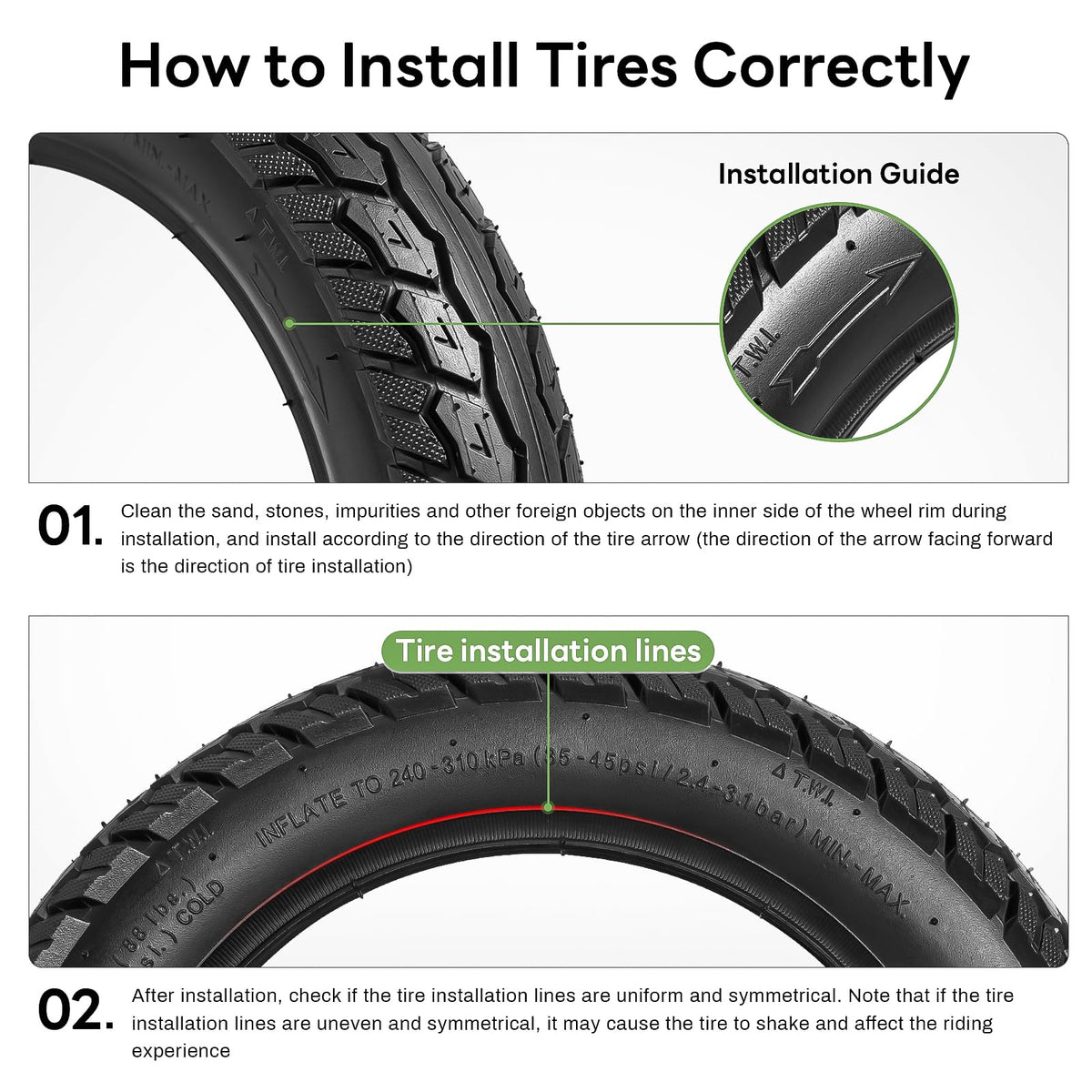 StaiBC package contents overhead with tires and tubes for straightforward parts check
