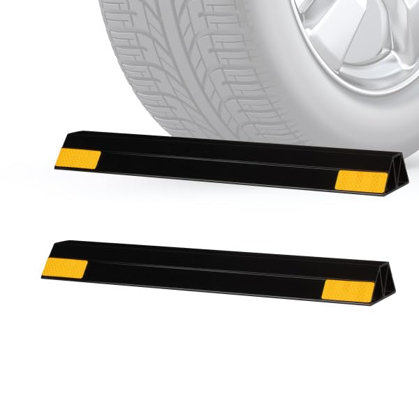 Stalwart front view of 16-inch parking stop showing clear form and benefit of consistent stops