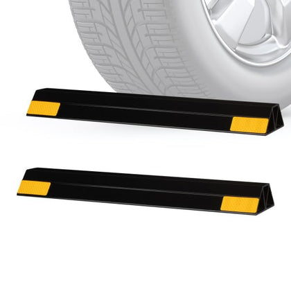 Stalwart front view of 2-pack parking stops showing overall shape and color benefits