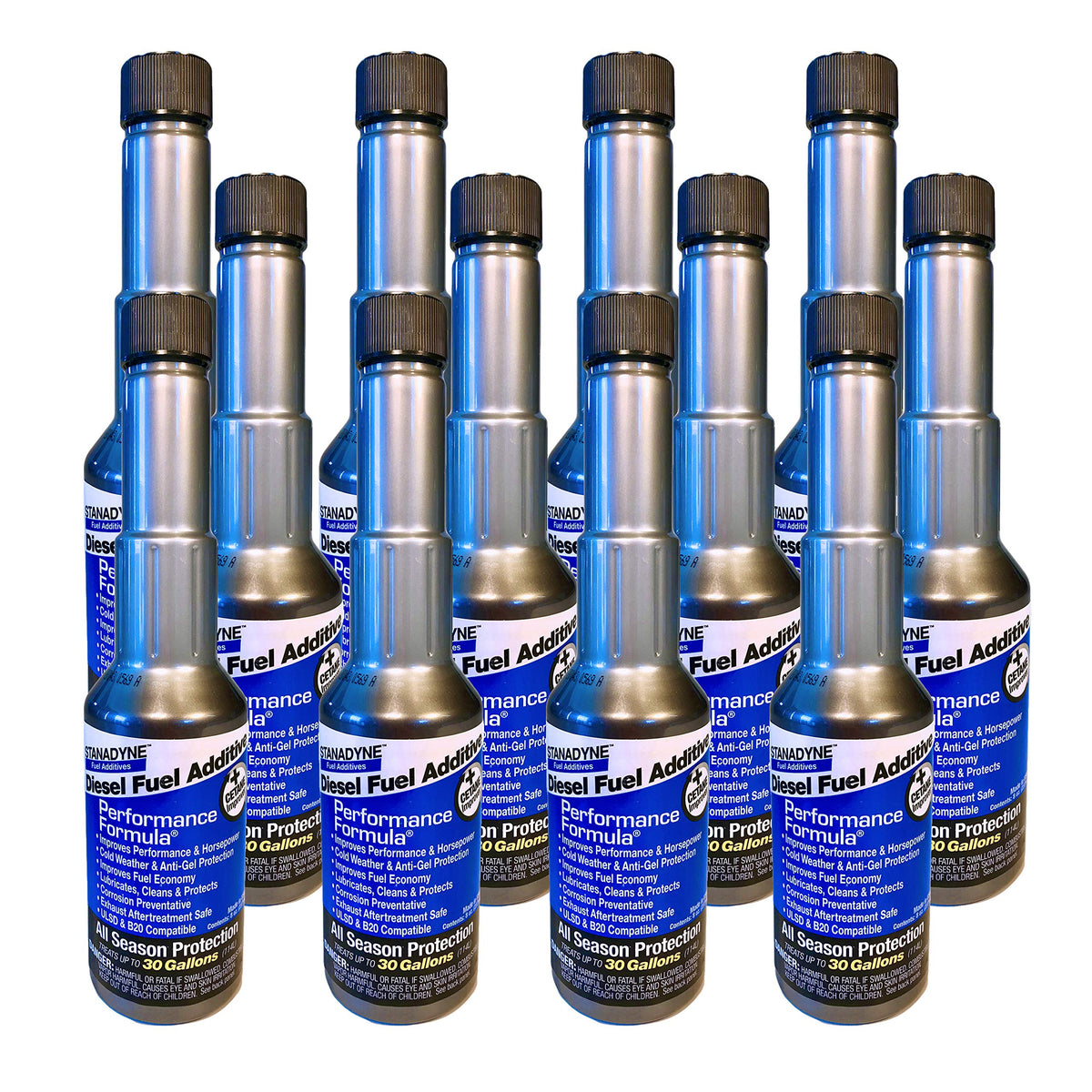 Stanadyne front packaging showing 12-pack and easy storage benefit