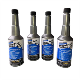 Stanadyne front pack showing four pint bottles and clear treatment benefits