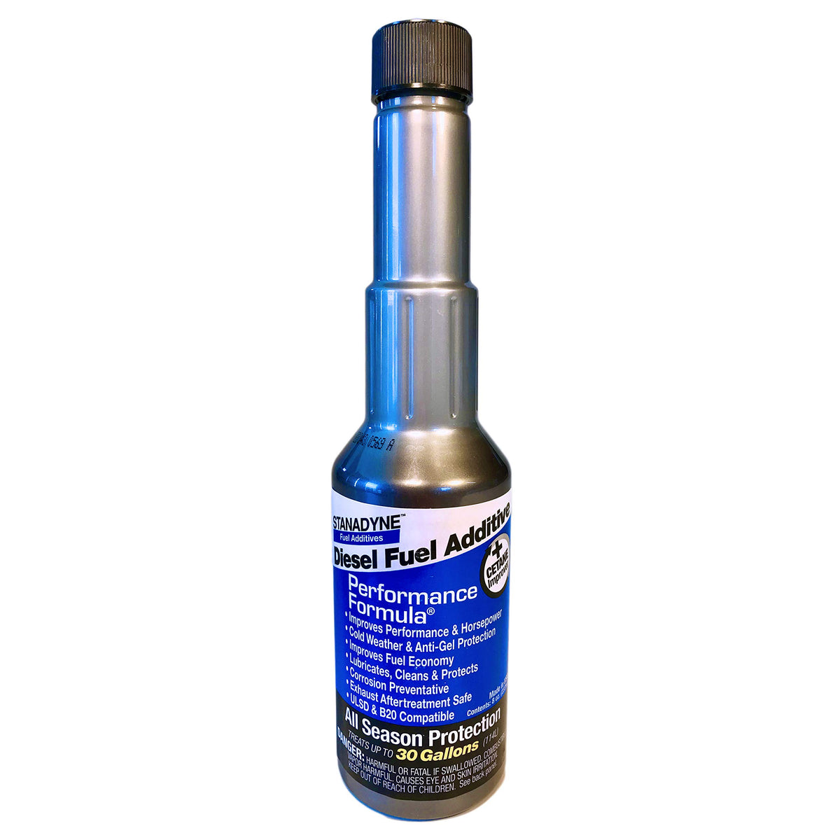 Stanadyne back label with directions and ingredient information for safety