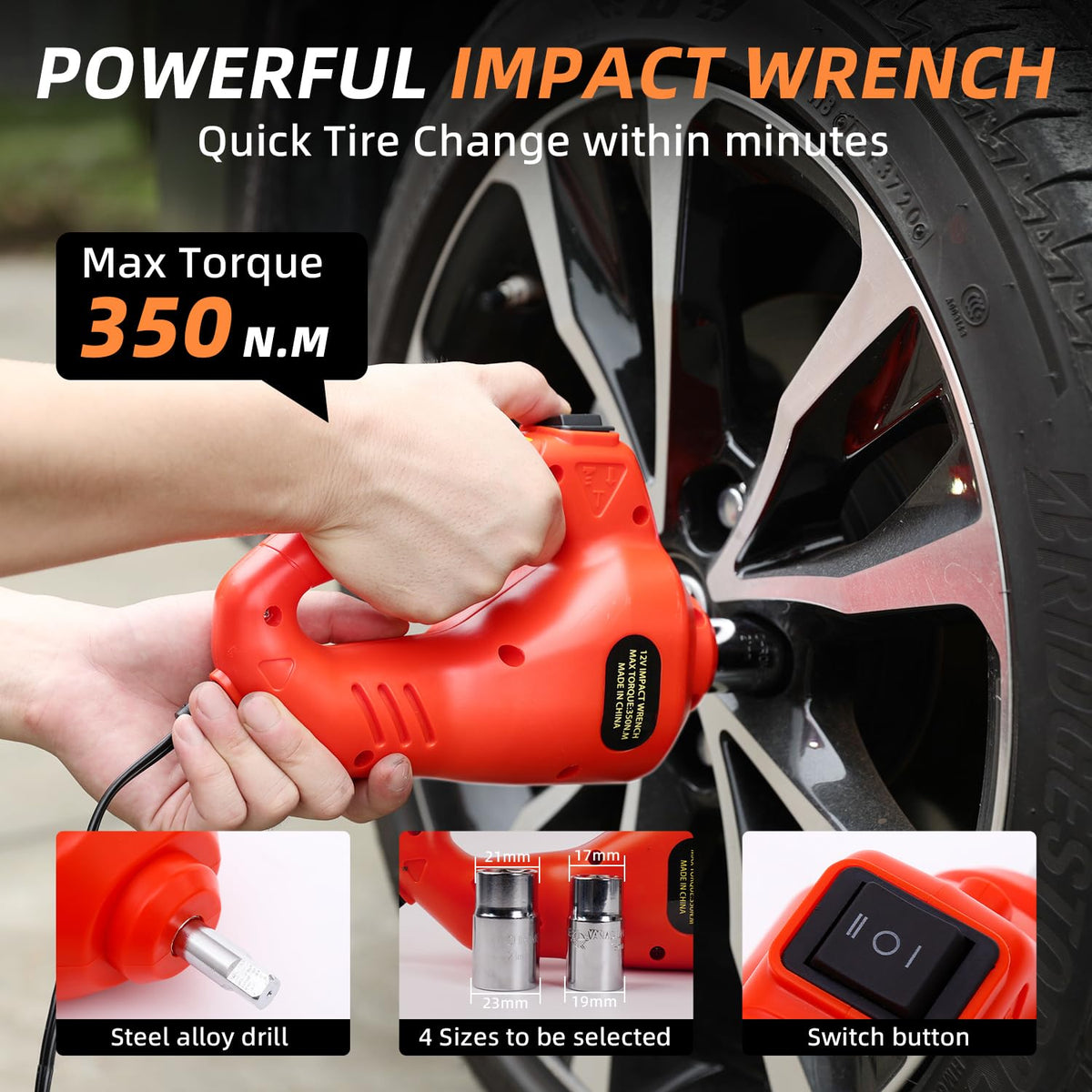 STANDTALL impact wrench in hand showing quick lug nut removal benefit