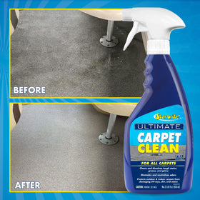 STAR BRITE being applied to boat carpet demonstrating marine-safe cleaning