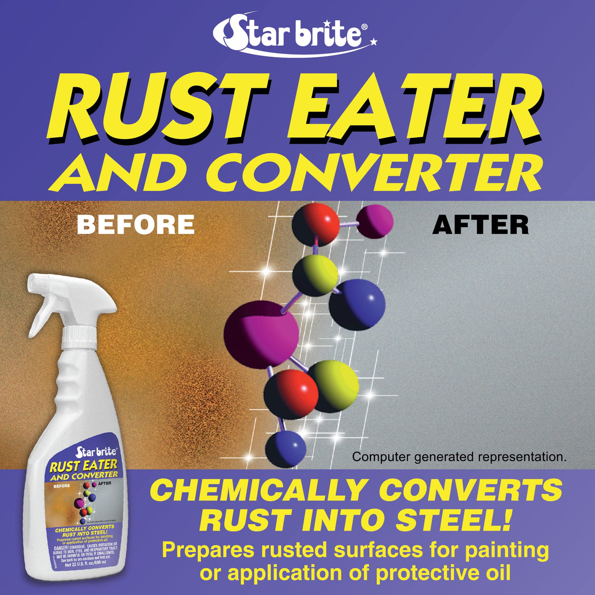 STAR BRITE sprayed on boat bracket showing easy application and coverage
