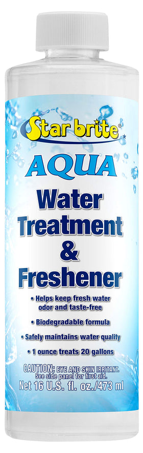 STAR BRITE AQUA front label showing product and dosage for fresh potable water