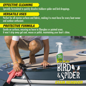 STAR BRITE cleaned boat hull after treatment, preserving shine and finish