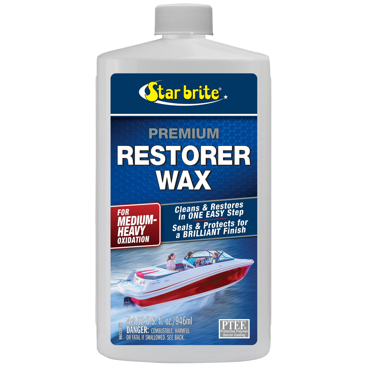 STAR BRITE front packaging showing restorer wax jar and benefits