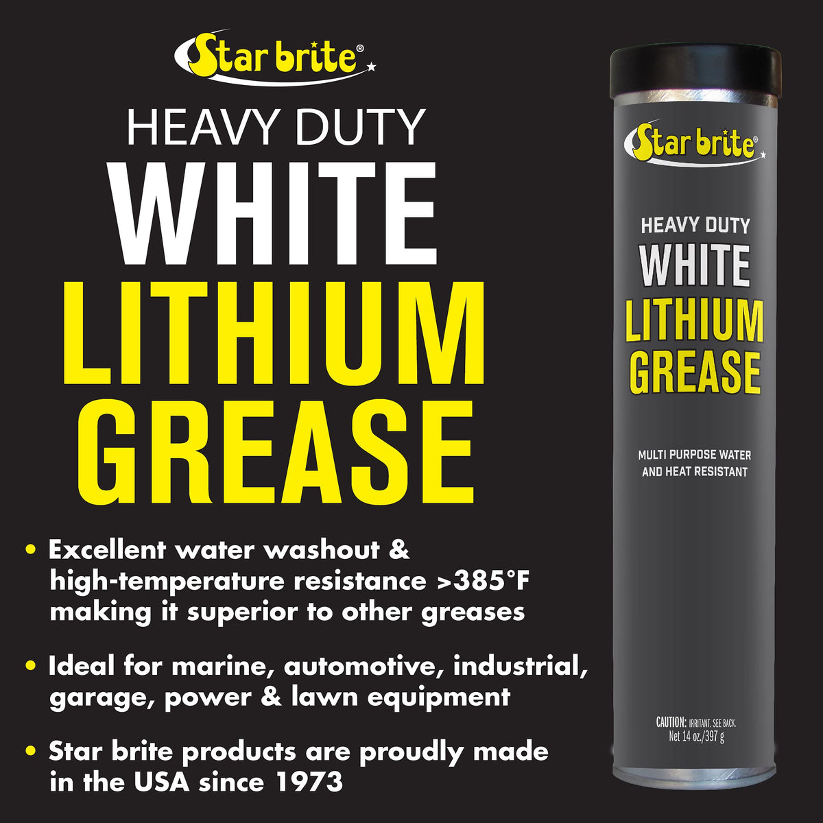STAR BRITE close-up of white lithium grease texture highlighting coverage