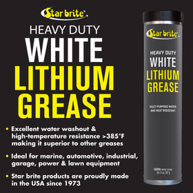 STAR BRITE close-up of white lithium grease texture highlighting coverage