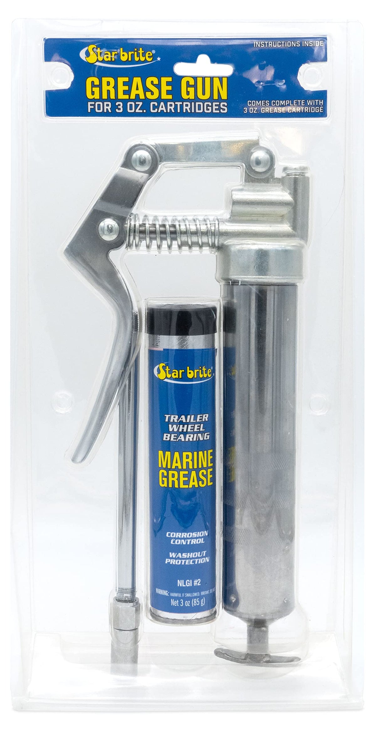STAR BRITE close-up of grease gun and cartridge showing durable construction