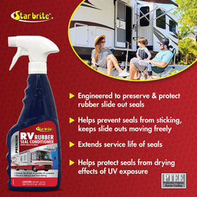 STAR BRITE applied to RV seal showing easier slide-out operation