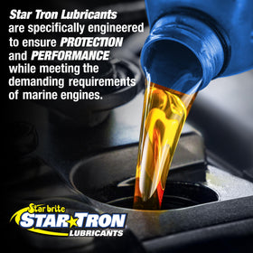 STAR BRITE being poured into a boat hydraulic reservoir demonstrating clean application