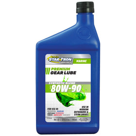STAR BRITE bottle front label showing marine-grade 80W-90 and specs, clear identification benefit