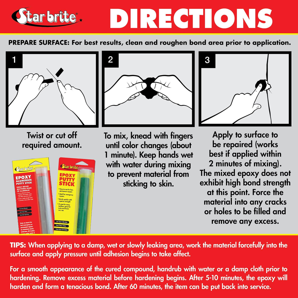 STAR BRITE putty stick in a repair kit aboard a boat showing portability advantage