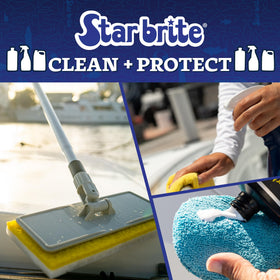 STAR BRITE close-up of RV panel after wash showing glossy finish and protection