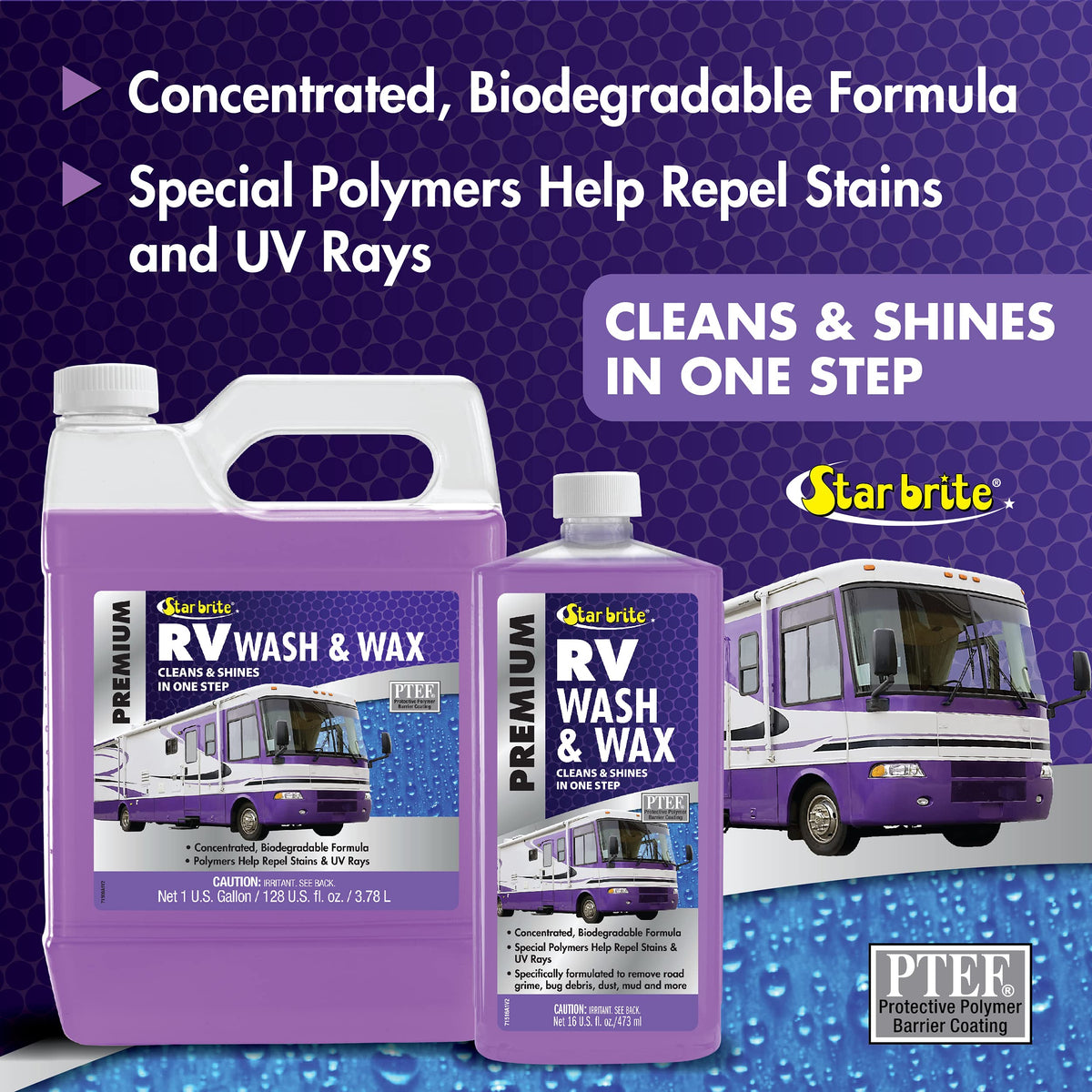 STAR BRITE concentrate being poured from bottle into bucket - economical use