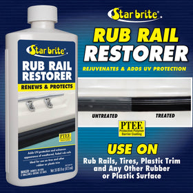 STAR BRITE spray can beside rub rail showing product size and real-world scale