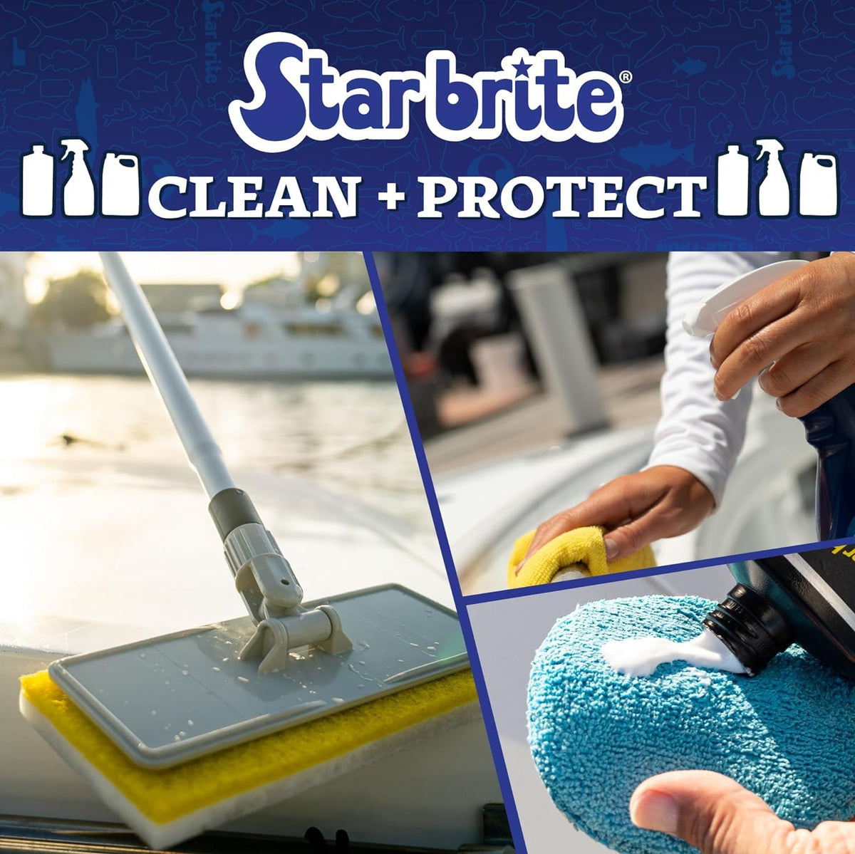 STAR BRITE bottle held in hand to show size and portability advantage