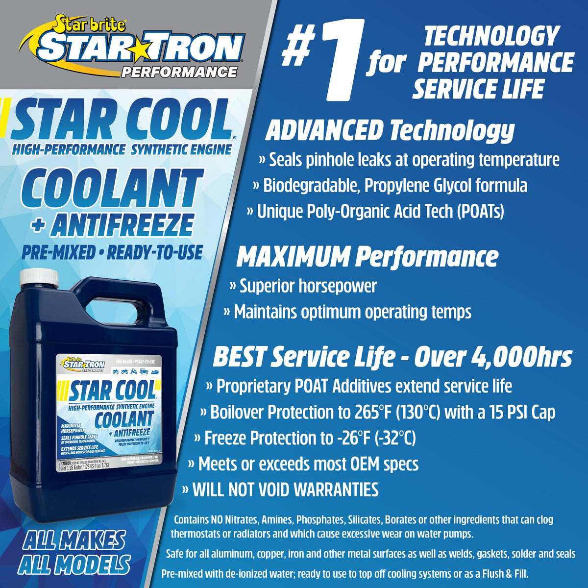STAR BRITE Star-Cool bottle next to common parts showing 64 oz size advantage