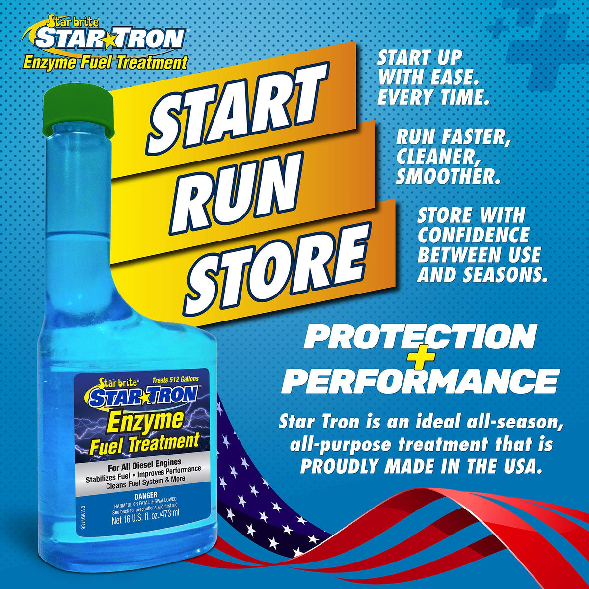 STAR BRITE Star TRON pouring into a fuel funnel demonstrating easy application benefit