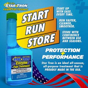STAR BRITE Star TRON pouring into a fuel funnel demonstrating easy application benefit