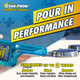 STAR BRITE Star TRON next to a fuel can showing product scale and storage benefit