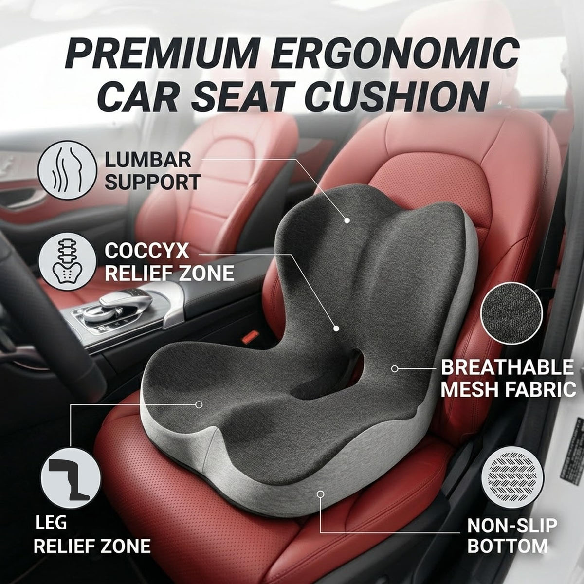 StarAneer adjustable reinforced straps shown securing cushion for bounce-free ride
