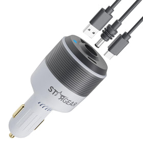 STARGEAR adapter front view showing ports and compact design for dependable power