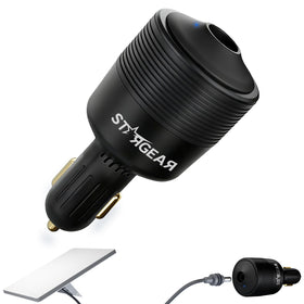 STARGEAR adapter front view showing plug and housing for reliable power