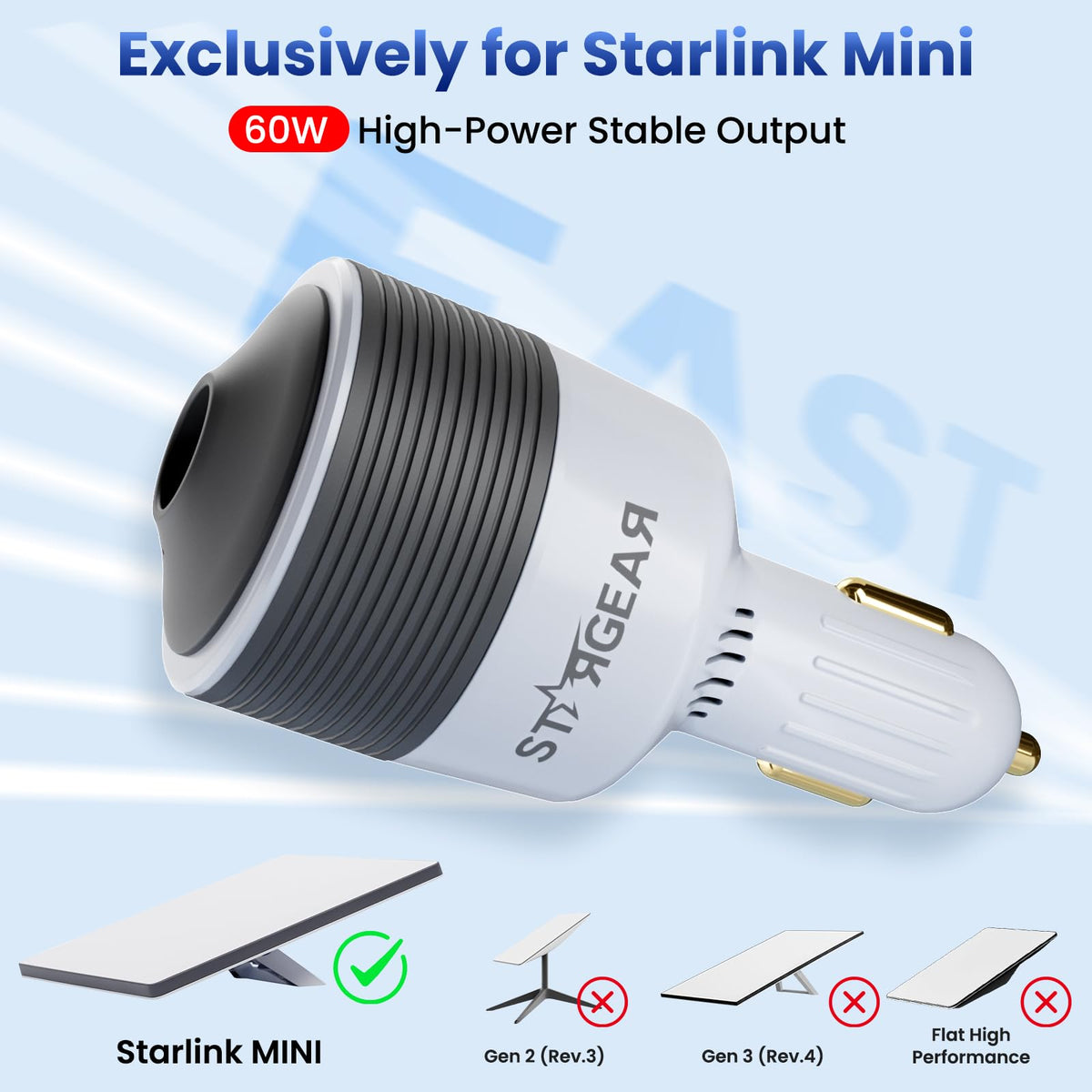 STARGEAR adapter connected to 16 AWG cable minimizing voltage drop over distance