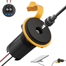 STARGEAR front-panel power socket showing clean mount and weatherproof cap for reliable outdoor use