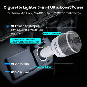STARGEAR USB ports detail demonstrating dual charging capability for devices