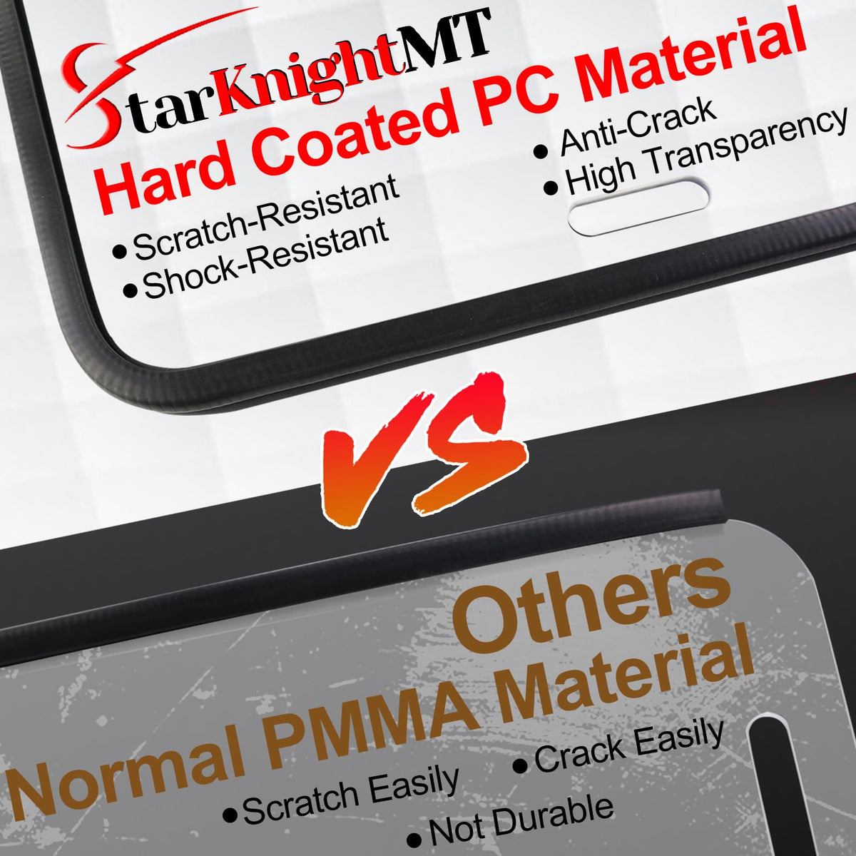 StarknightMT close-up of hard-coated polycarbonate surface demonstrating scratch resistance