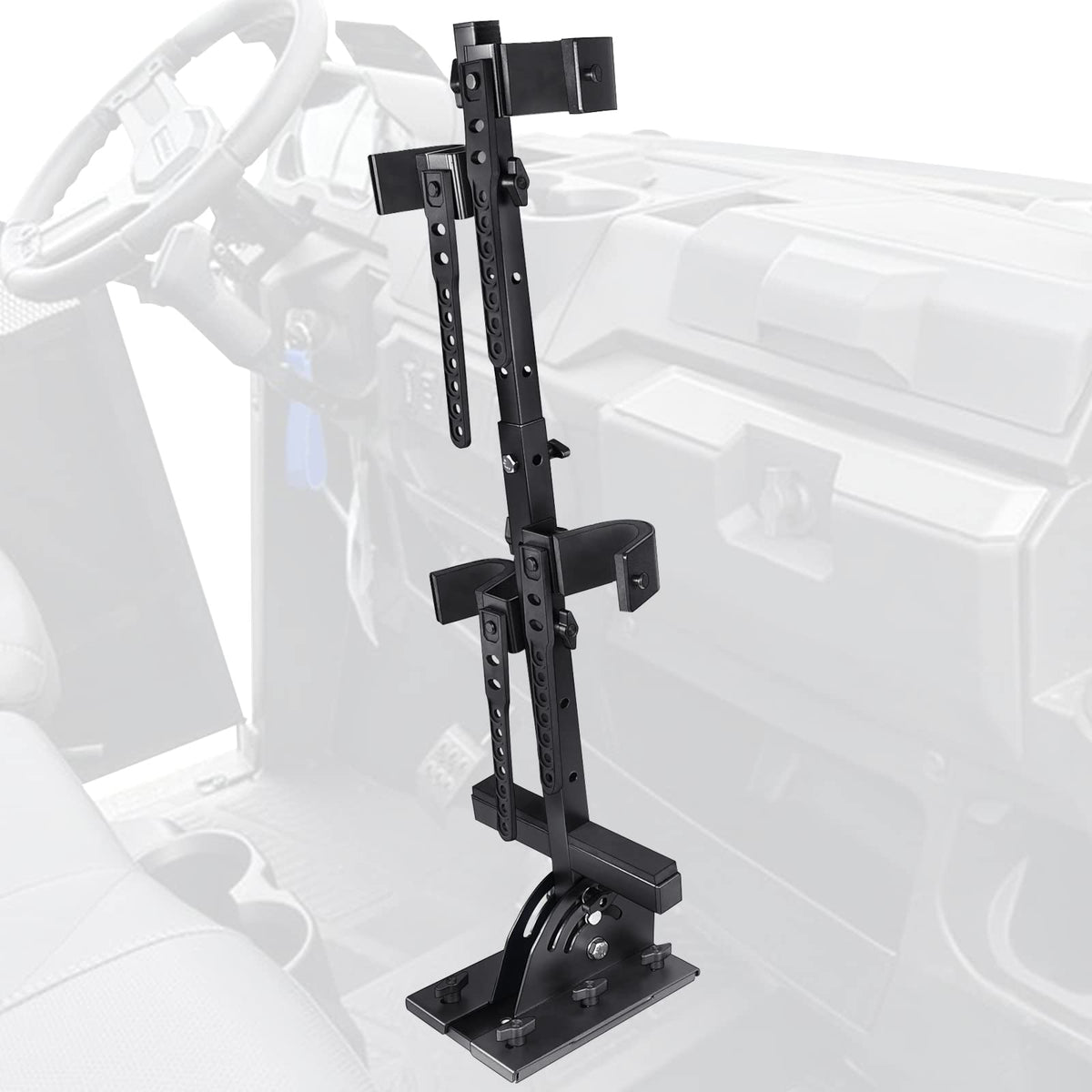StarknightMT front-mounted rack installed showing secure upright storage