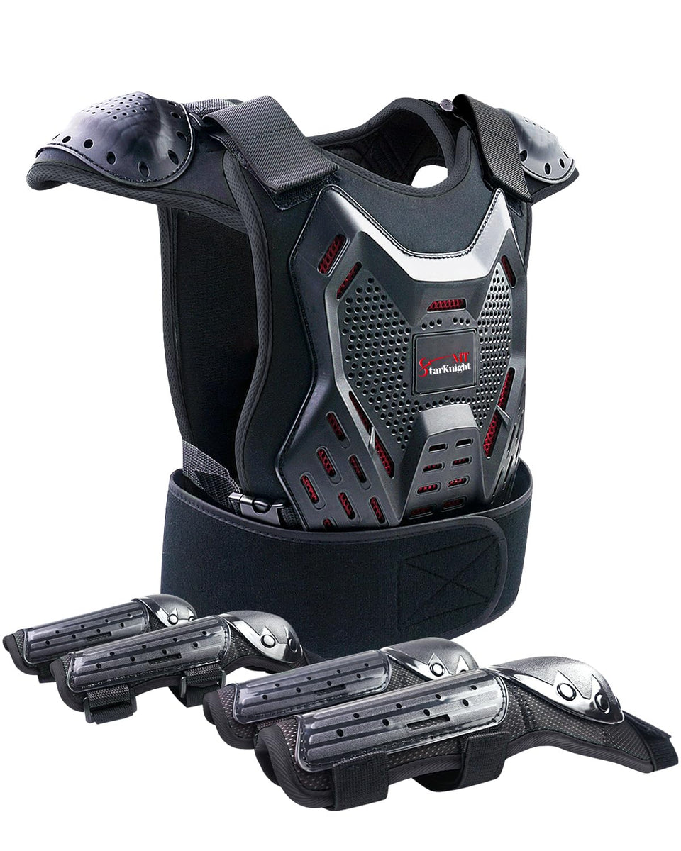 StarknightMT front view chest protector showing full coverage and durable shell benefit