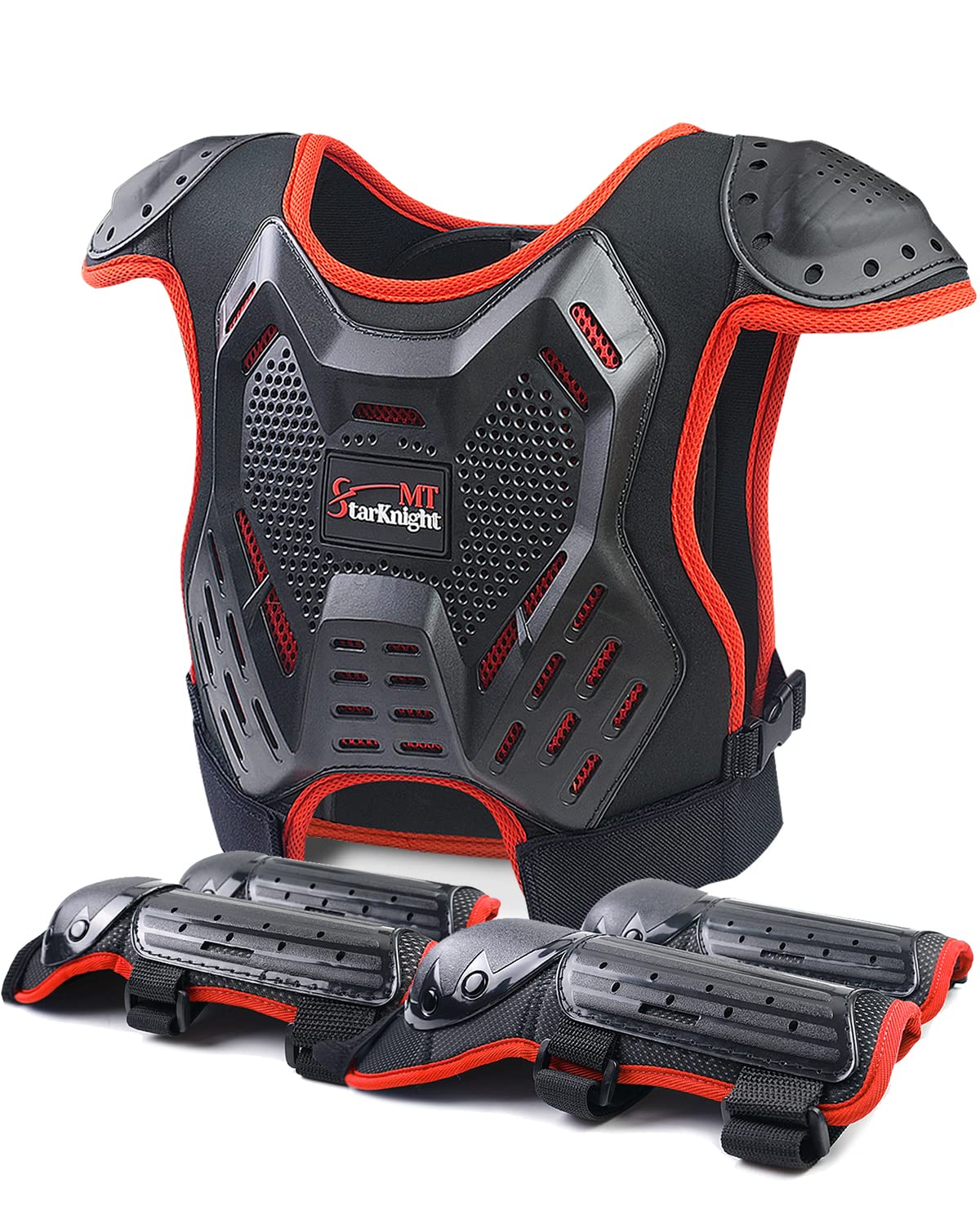 StarknightMT front view chest protector showing full torso coverage and security