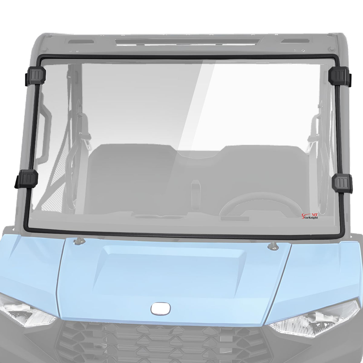 StarknightMT front windshield full view showing clear protection and fit