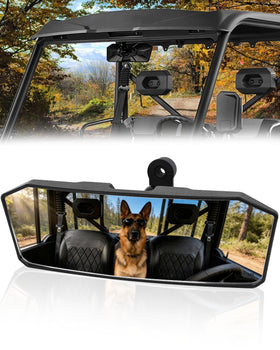 StarknightMT front view of mounted rearview mirror showing wide field of view and clear reflection