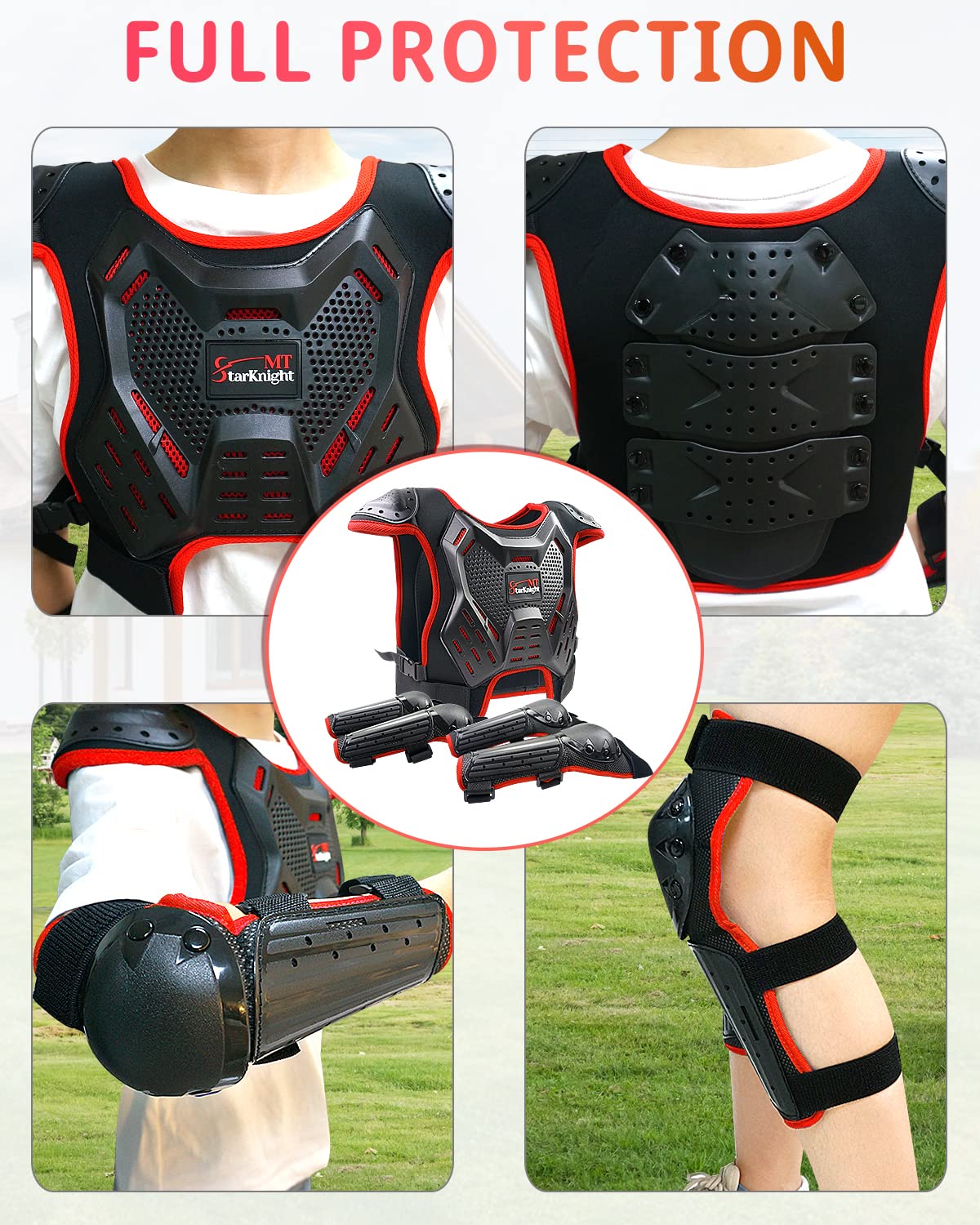 StarknightMT knee and elbow guard set offering joint protection for active kids