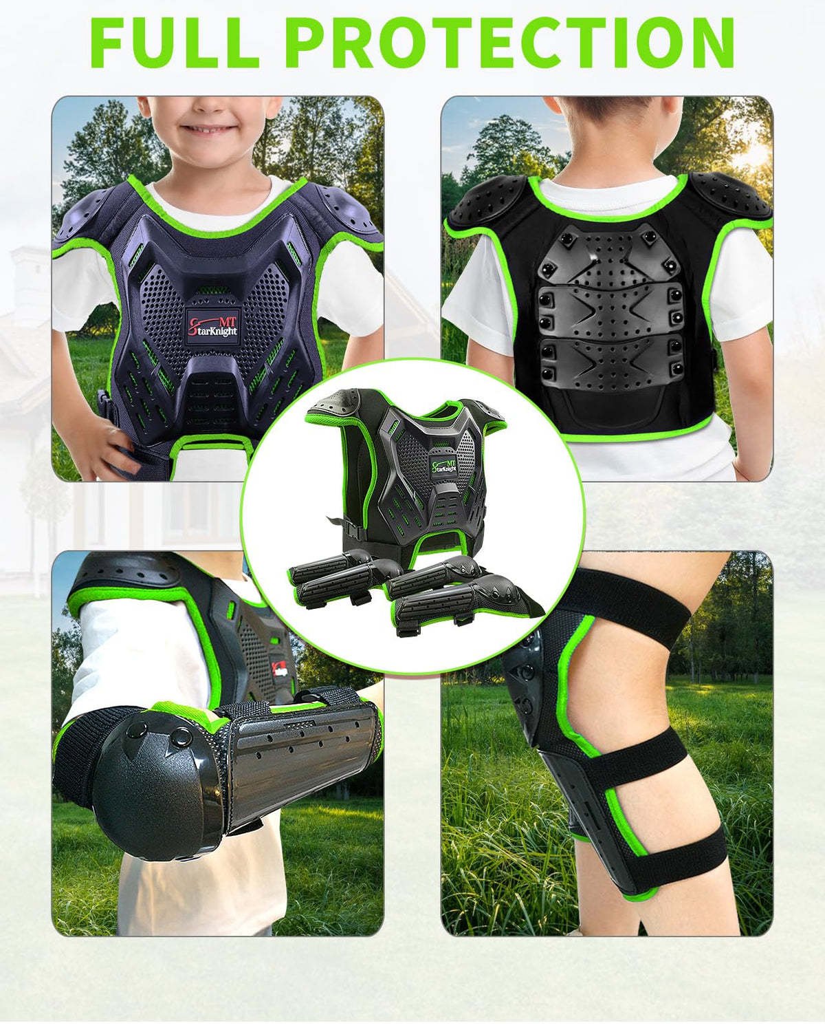 StarknightMT arranged knee and elbow guards highlighting full coverage