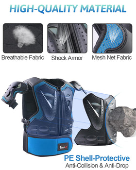 StarknightMT knee and elbow pad details showing adjustable straps and secure fit benefit