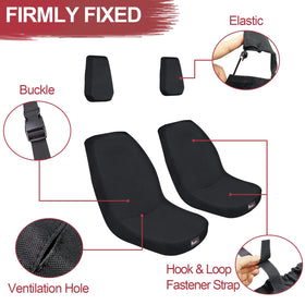 StarknightMT side profile of seat covers installed on a Rhino UTV demonstrating snug coverage
