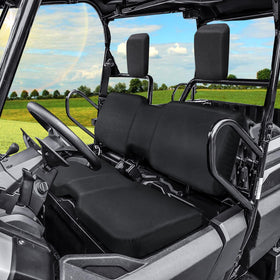 StarknightMT seat cover beside ruler for scale showing accurate fit for Pioneer 700 seats